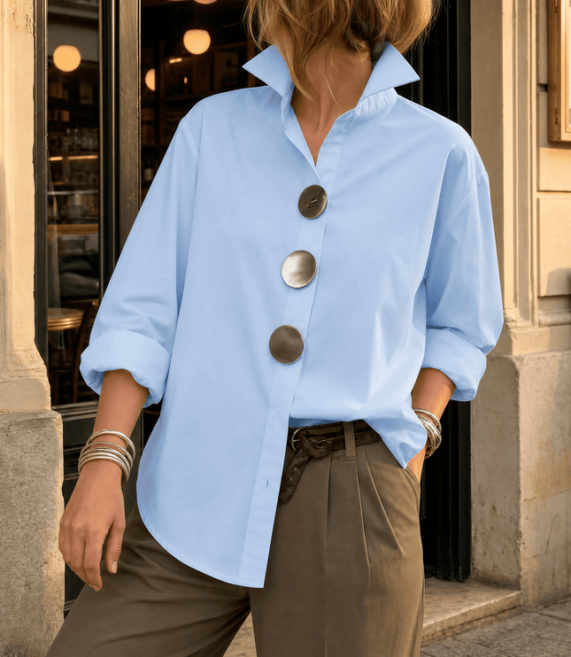 Women's Relaxed Fit Oversized Button-Down Blouse