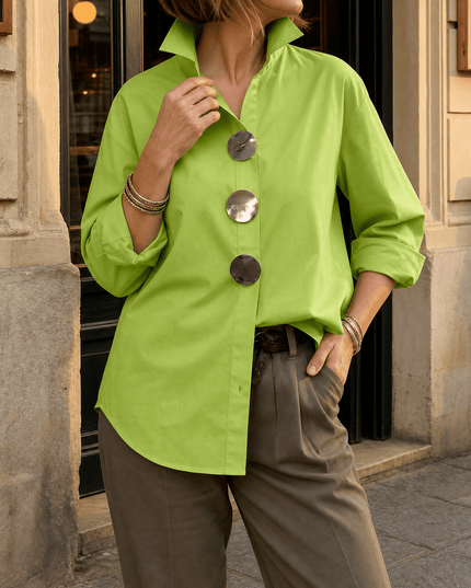Women's Relaxed Fit Oversized Button-Down Blouse