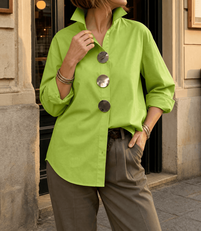Women's Relaxed Fit Oversized Button-Down Blouse