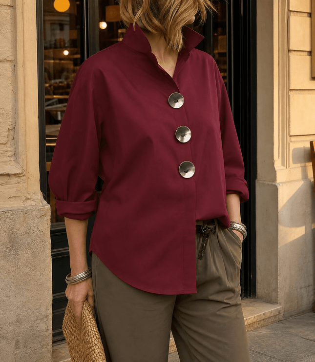 Women's Relaxed Fit Oversized Button-Down Blouse