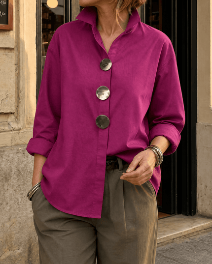 Women's Relaxed Fit Oversized Button-Down Blouse