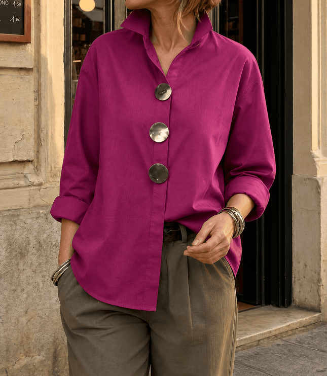 Women's Relaxed Fit Oversized Button-Down Blouse