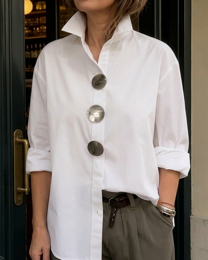 Women's Relaxed Fit Oversized Button-Down Blouse