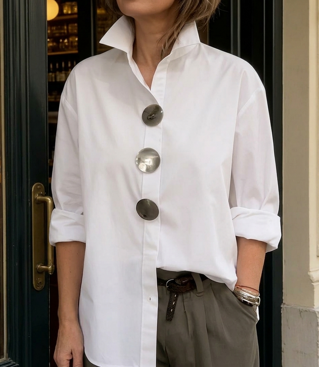 Women's Relaxed Fit Oversized Button-Down Blouse
