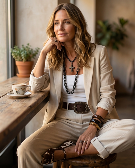 Women's Relaxed Suit Set Blazer and Tapered Trousers