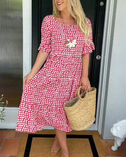 Women's Relaxed Summer Race Day Tiered Midi Dress