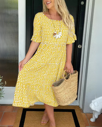 Women's Relaxed Summer Race Day Tiered Midi Dress