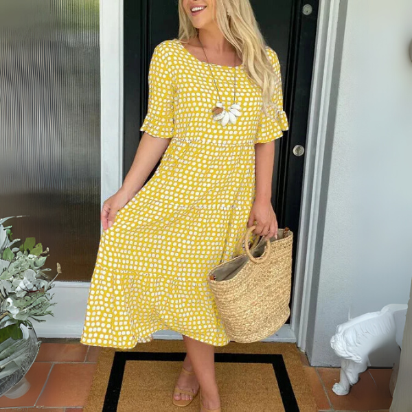 Women's Relaxed Summer Race Day Tiered Midi Dress
