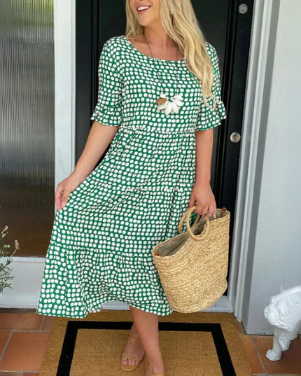 Women's Relaxed Summer Race Day Tiered Midi Dress