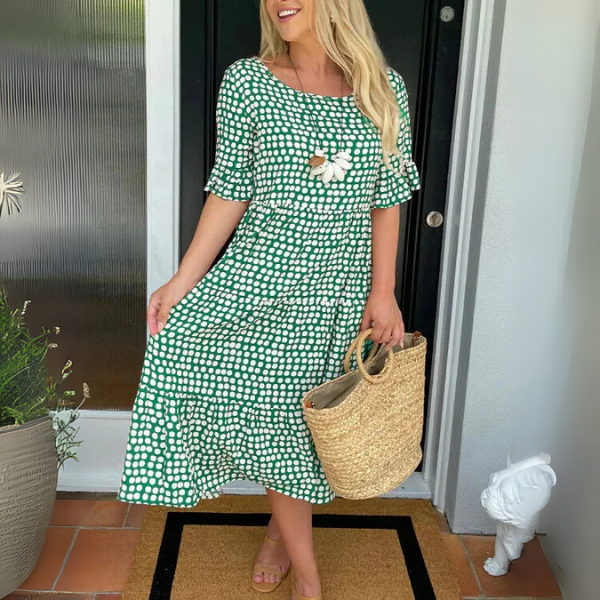 Women's Relaxed Summer Race Day Tiered Midi Dress
