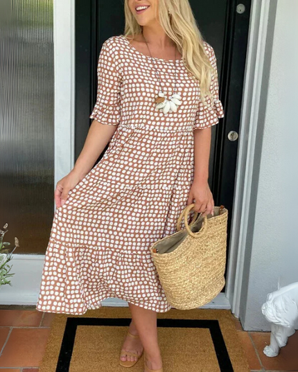 Women's Relaxed Summer Race Day Tiered Midi Dress