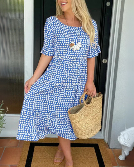Women's Relaxed Summer Race Day Tiered Midi Dress