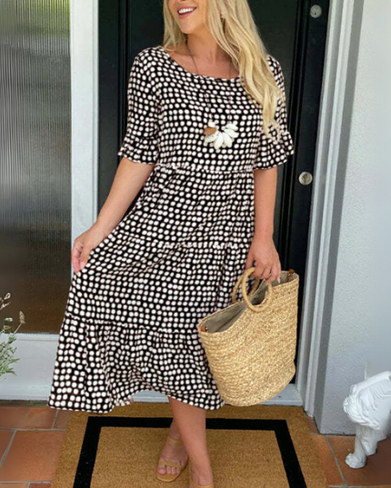 Women's Relaxed Summer Race Day Tiered Midi Dress