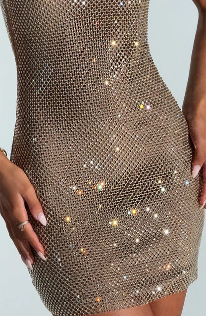 Women's Rhinestone Square Neck Homecoming Party Mini Dress