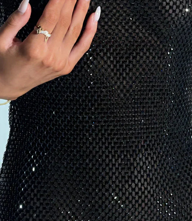 Women's Rhinestone Square Neck Homecoming Party Mini Dress