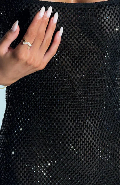 Women's Rhinestone Square Neck Homecoming Party Mini Dress