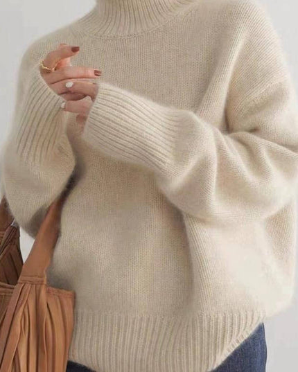 Women's Ribbed Turtleneck Pullover in a Boxy Fit