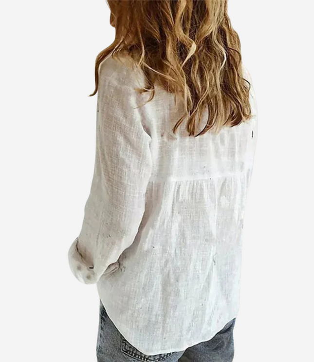 Women's Roll-Tab Sleeve Button-Front Collared Blouse