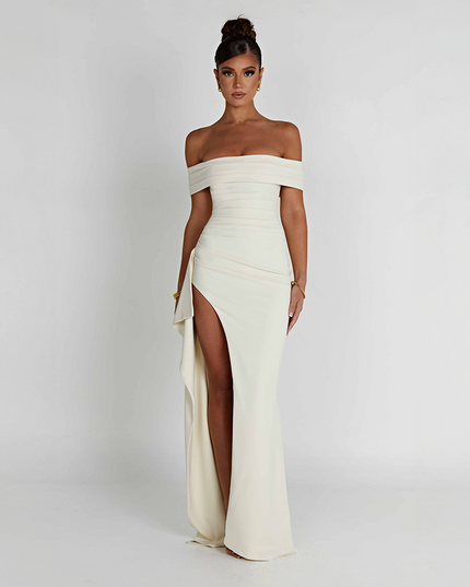 Women's Ruched Sculpted Bodycon Cocktail Maxi Dress