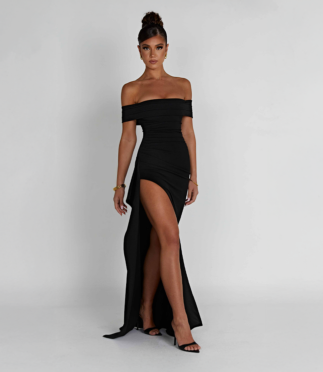 Women's Ruched Sculpted Bodycon Cocktail Maxi Dress