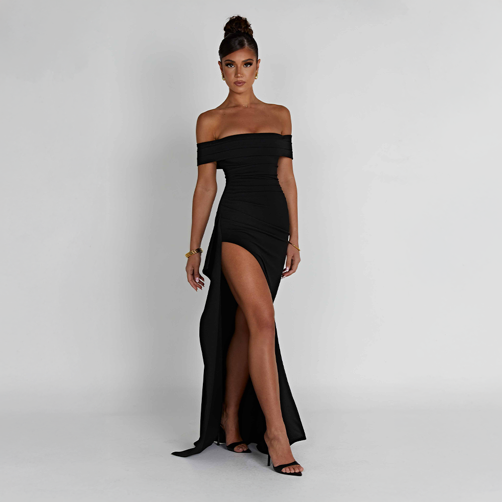 Women's Ruched Sculpted Bodycon Cocktail Maxi Dress