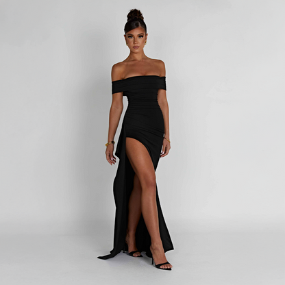 Women's Ruched Sculpted Bodycon Cocktail Maxi Dress