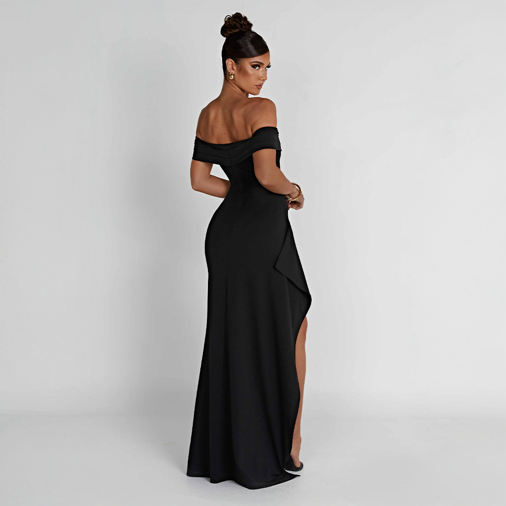 Women's Ruched Sculpted Bodycon Cocktail Maxi Dress
