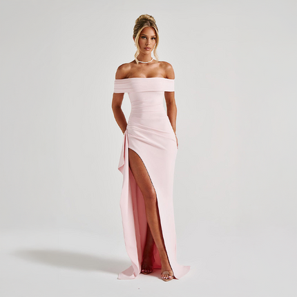 Women's Ruched Sculpted Bodycon Cocktail Maxi Dress