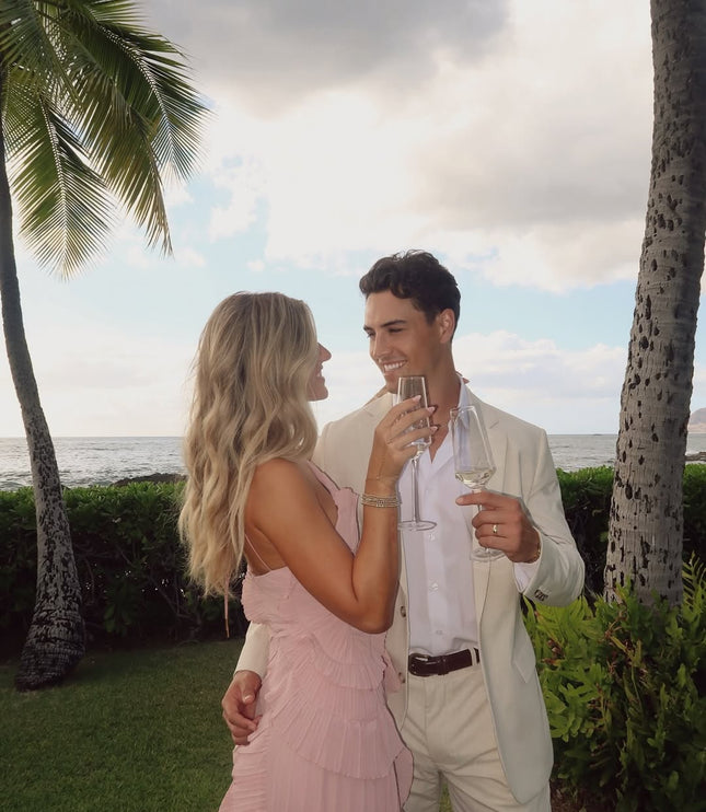 Women's Ruffled Pink Dress with a Halter Neckline