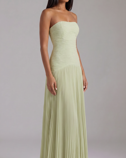 Women's Sage Green Satin V-Neck Wedding Guest Prom Maxi