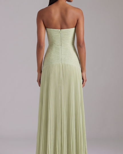 Women's Sage Green Satin V-Neck Wedding Guest Prom Maxi