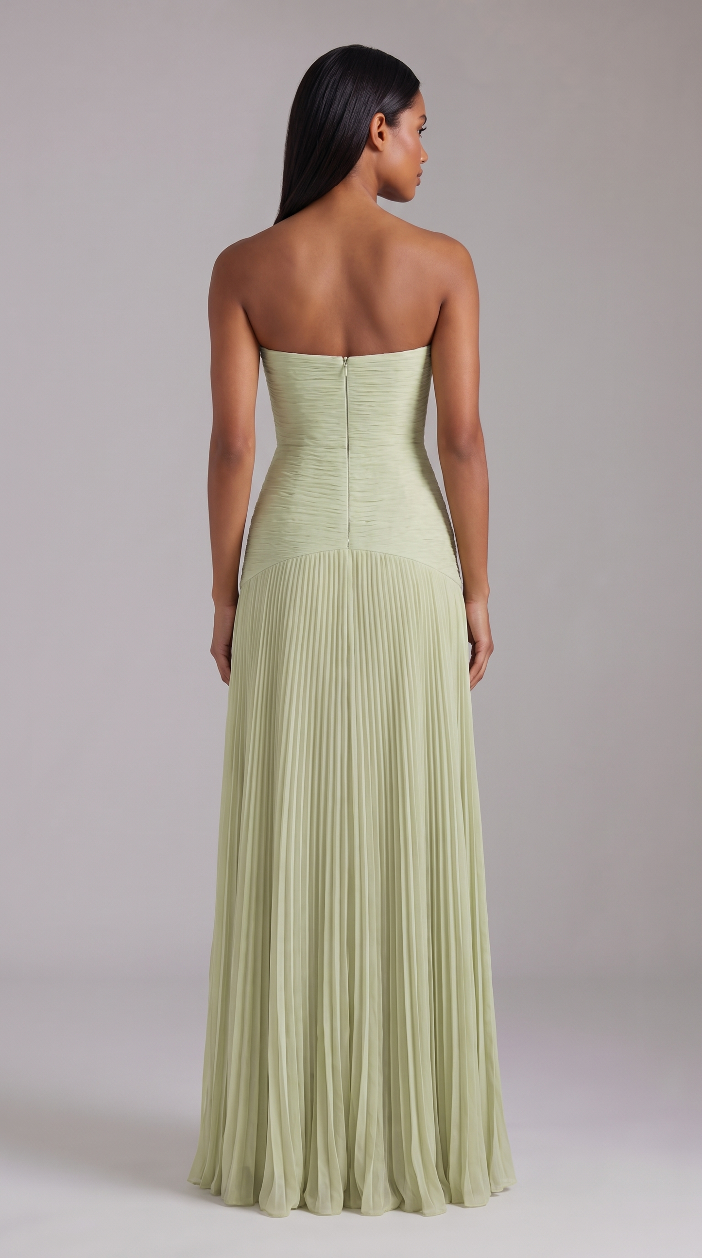 Women's Sage Green Satin V-Neck Wedding Guest Prom Maxi
