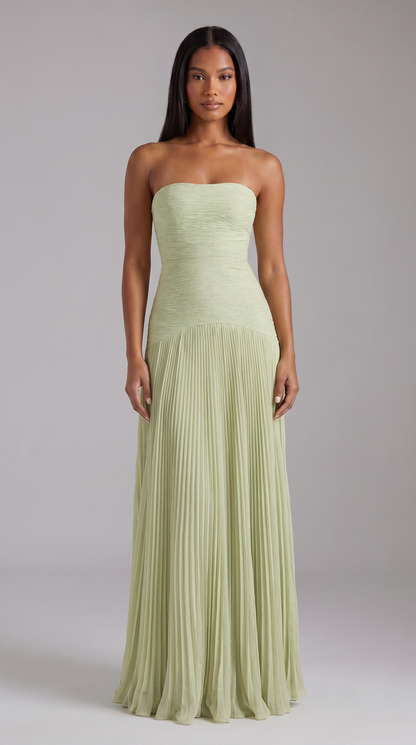 Women's Sage Green Satin V-Neck Wedding Guest Prom Maxi