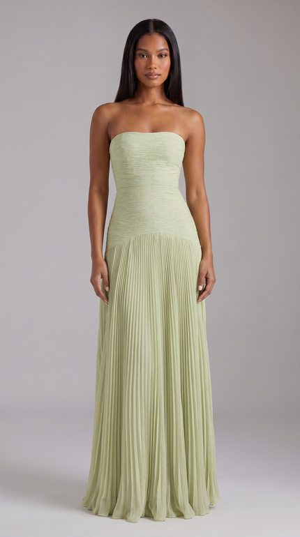 Women's Sage Green Satin V-Neck Wedding Guest Prom Maxi