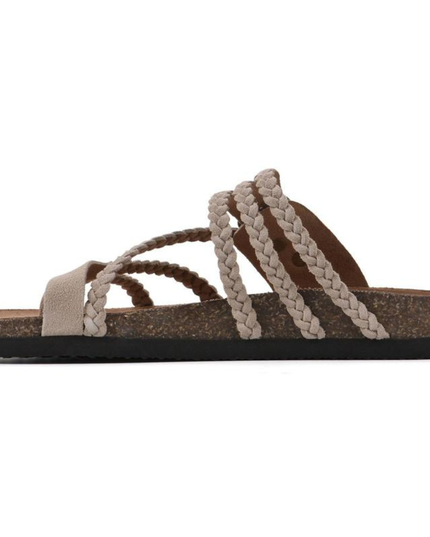 Women's Sandals with a Braided Toe-Loop and Adjustable Buckle
