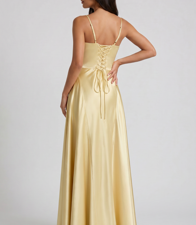 Women's Satin Halter Neck Maxi Cocktail Summer Dress
