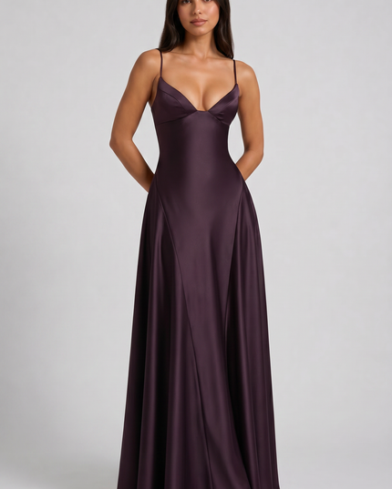 Women's Satin Halter Neck Maxi Cocktail Summer Dress