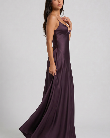 Women's Satin Halter Neck Maxi Cocktail Summer Dress