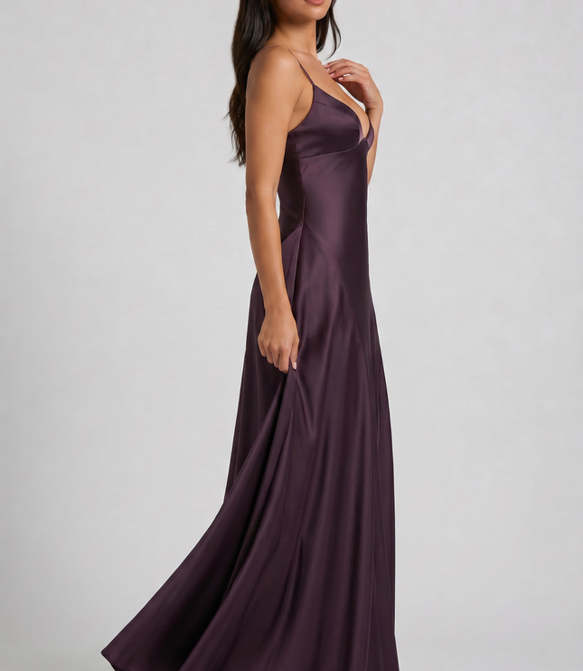 Women's Satin Halter Neck Maxi Cocktail Summer Dress