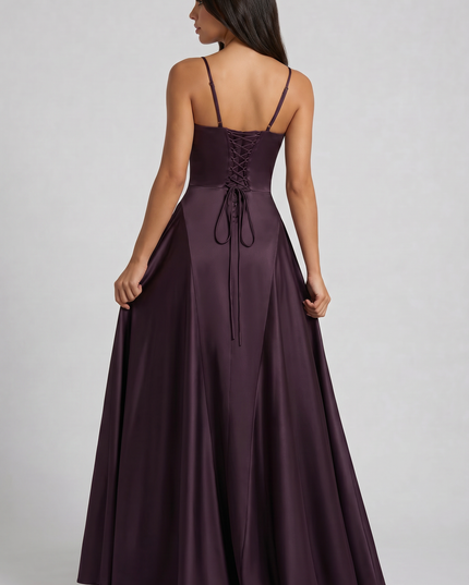 Women's Satin Halter Neck Maxi Cocktail Summer Dress