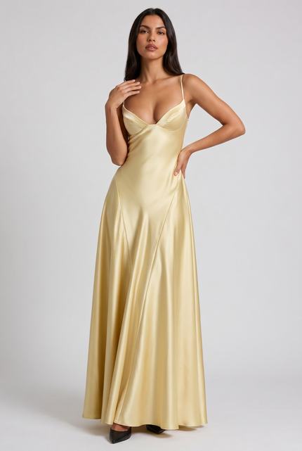 Women's Satin Halter Neck Maxi Cocktail Summer Dress