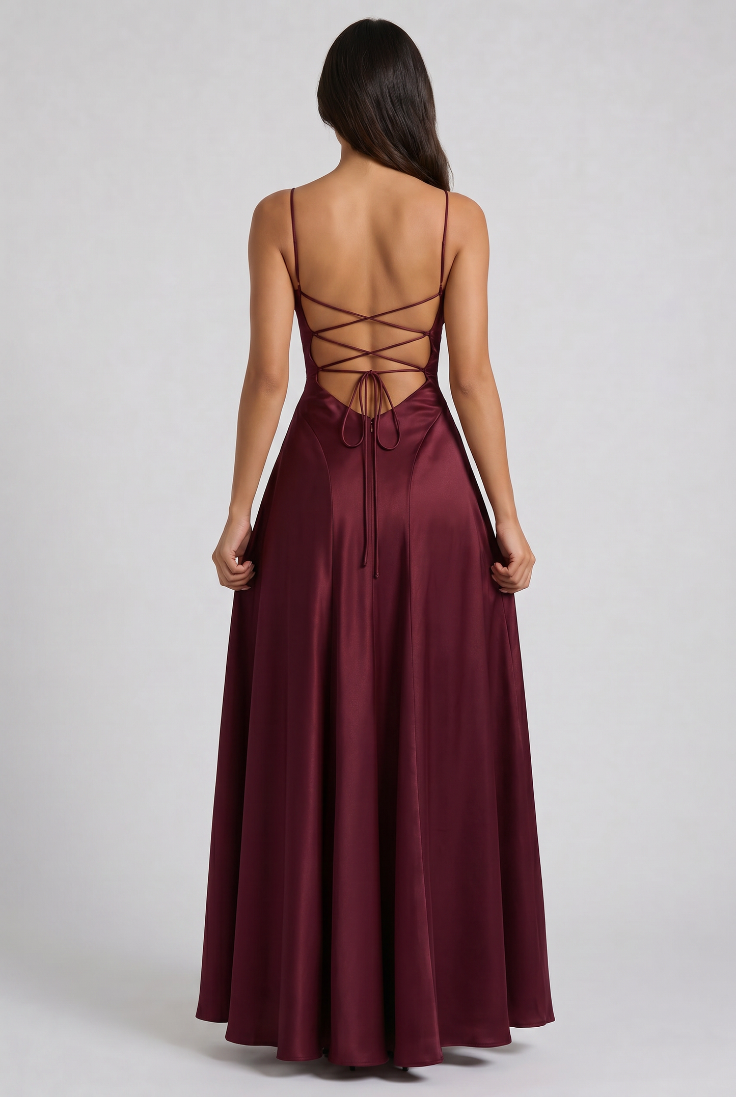 Women's Satin Ruched Maxi Evening Party Summer Dress