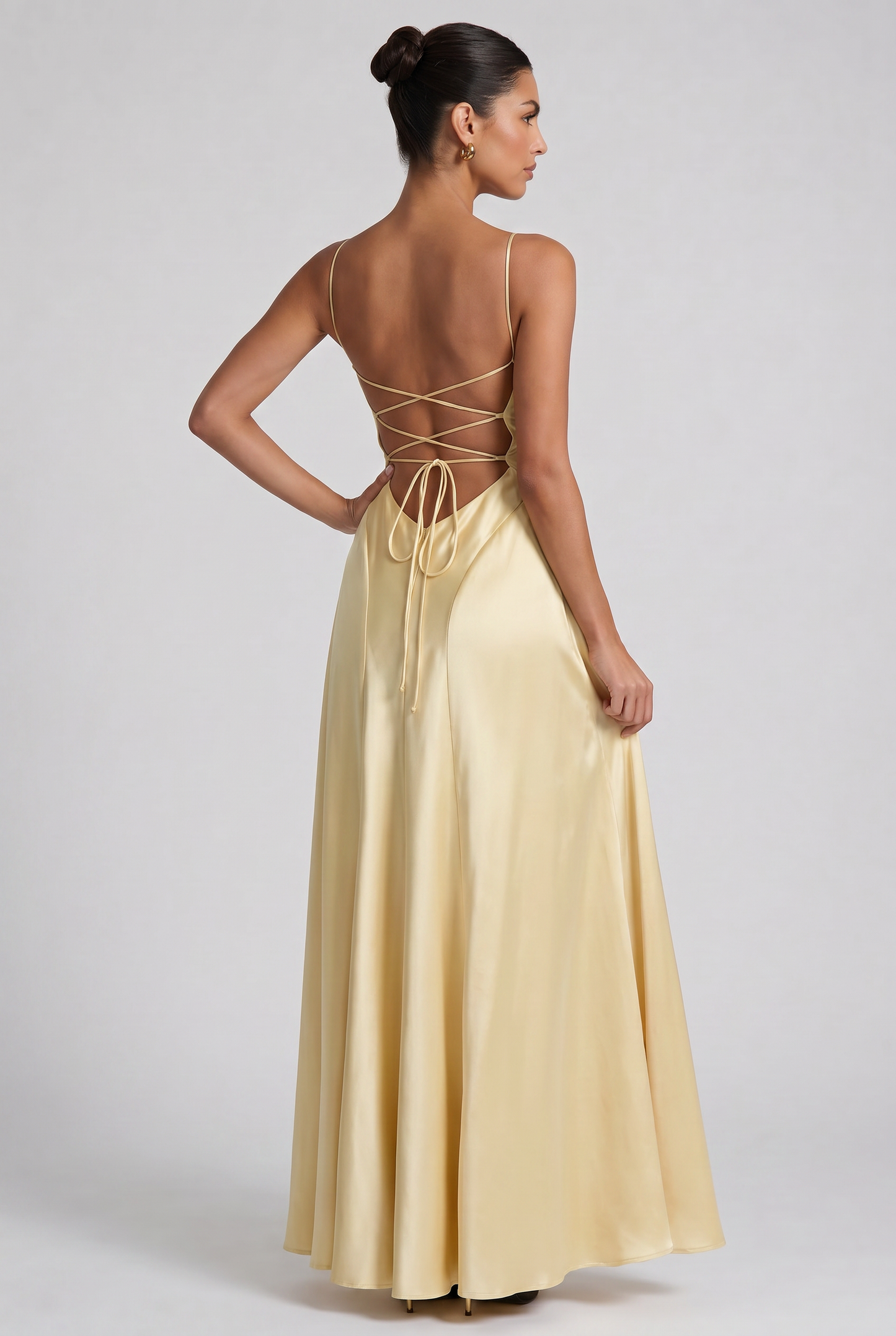 Women's Satin Ruched Maxi Evening Party Summer Dress