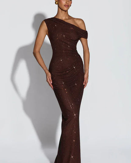 Women's Satin V-Neck Cocktail Maxi Dress for Summer
