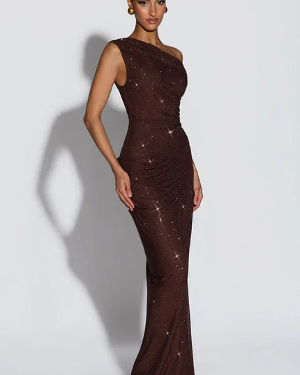 Women's Satin V-Neck Cocktail Maxi Dress for Summer