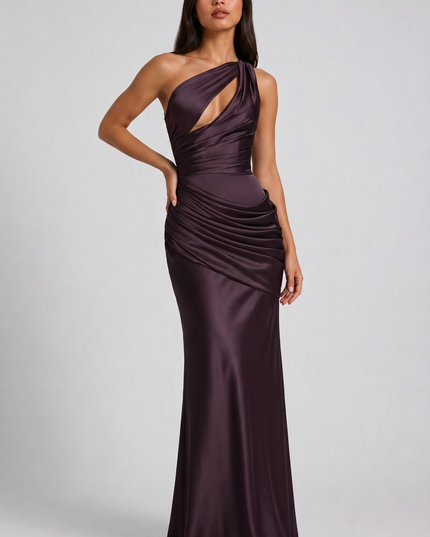 Women's Satin V-Neck Maxi Evening Party Summer Dress