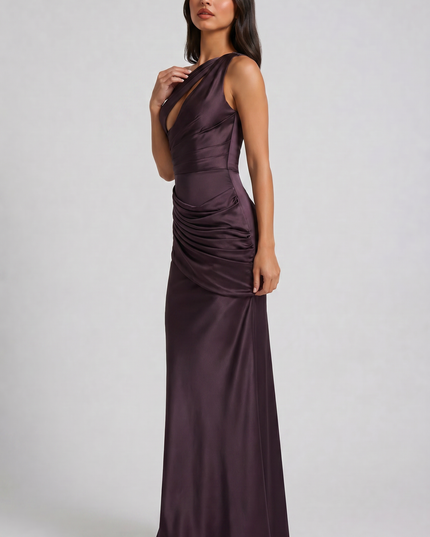 Women's Satin V-Neck Maxi Evening Party Summer Dress