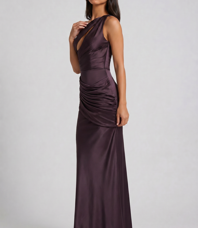 Women's Satin V-Neck Maxi Evening Party Summer Dress