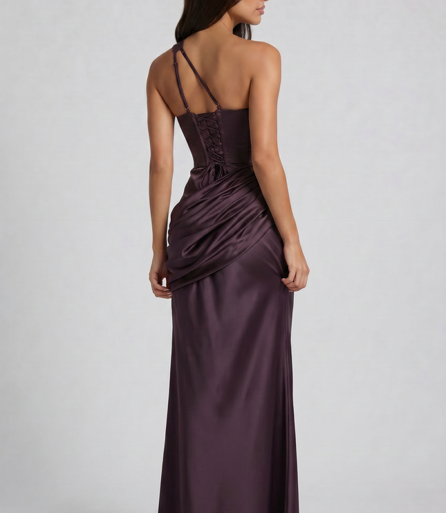 Women's Satin V-Neck Maxi Evening Party Summer Dress