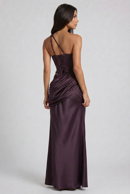 Women's Satin V-Neck Maxi Evening Party Summer Dress